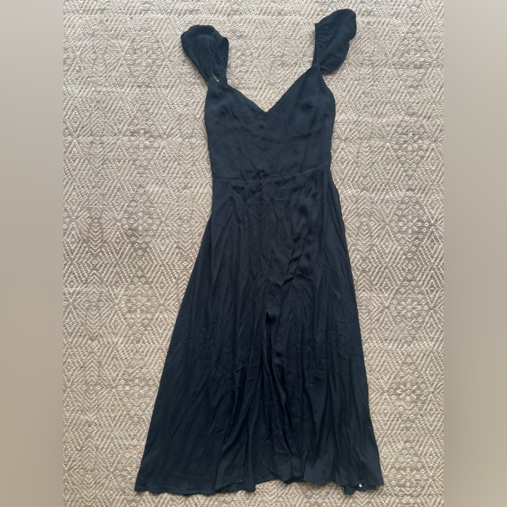 Reformation Baxley Flutter Sleeve Midi Dress Black Womens Size 8‎ - Picture 2 of 6